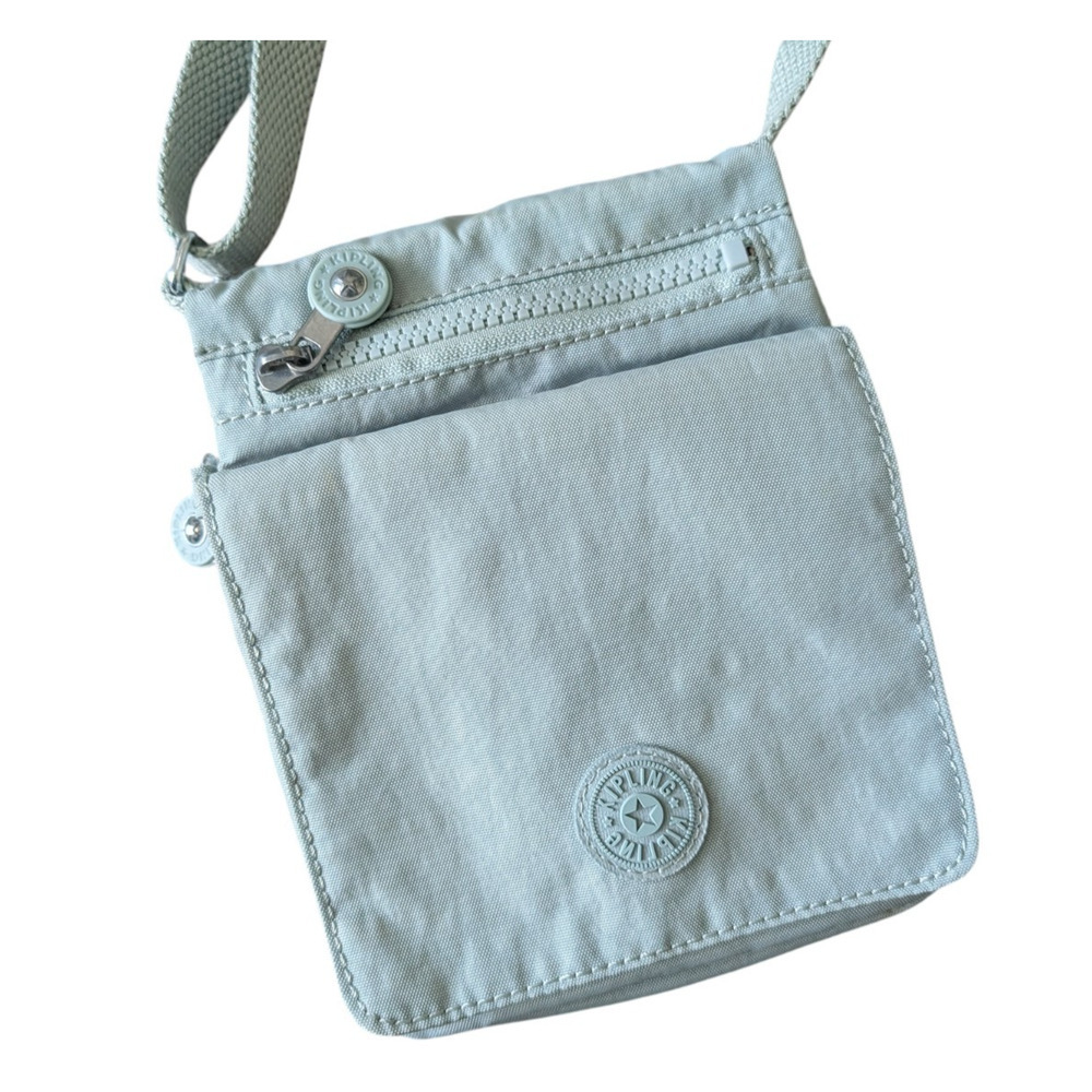 Kipling El Dorado Springtime Sage Mint Nylon Crossbody Bag Flap Zipper Travel